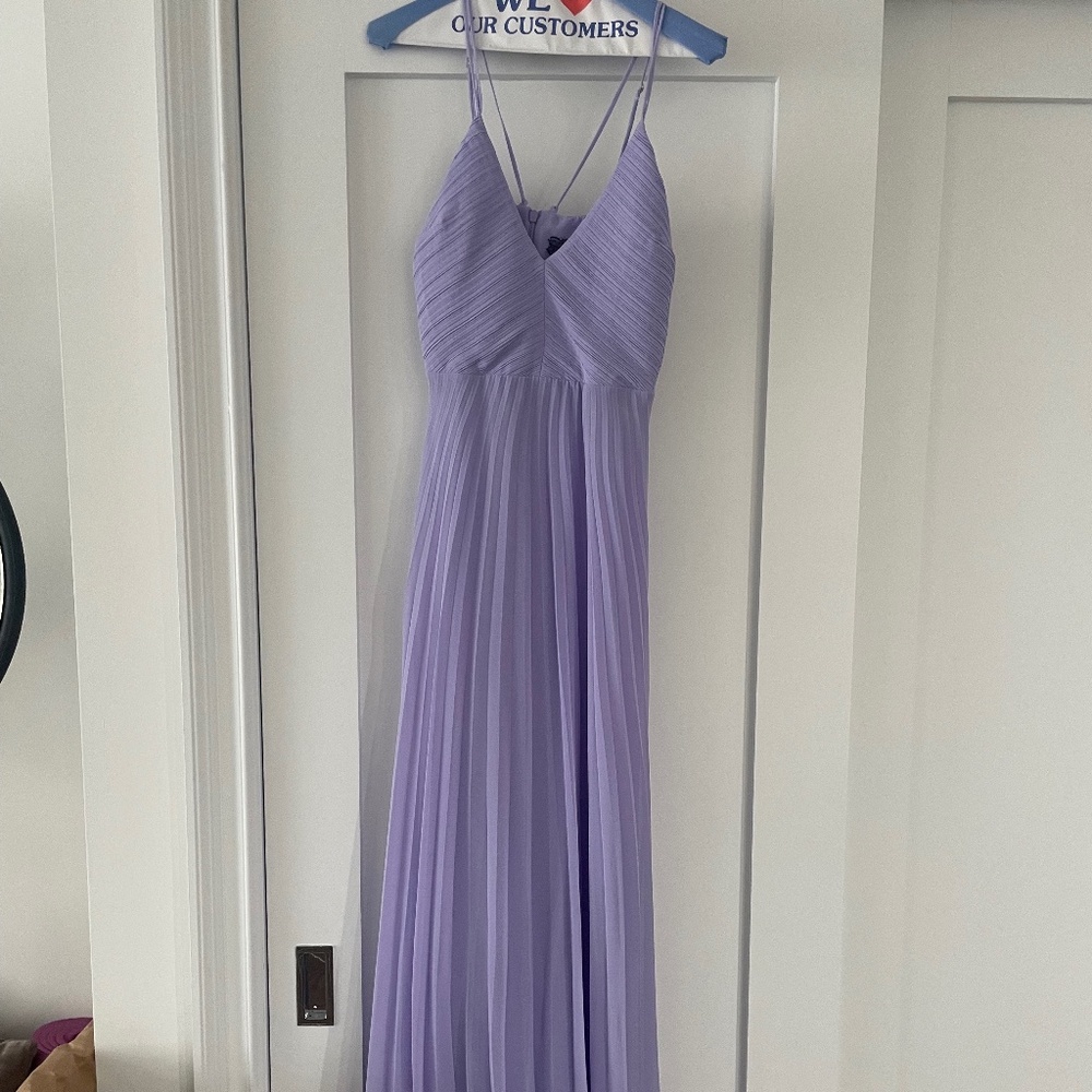 Patrizia Pepe Empire-Line Pleated Gown, Lavender/Lilac, Size 42